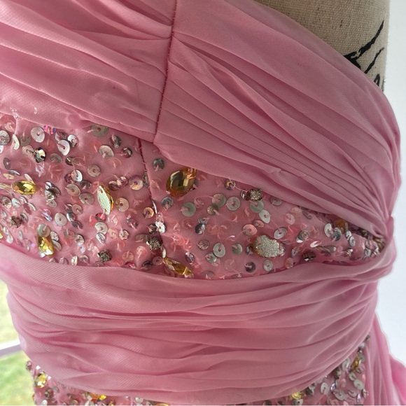 SOLD - DO NOT BUY y2k Tony Bowls le Gala Pink Beaded Fairy Prom Dress - sz 6 - Picture 9 of 14
